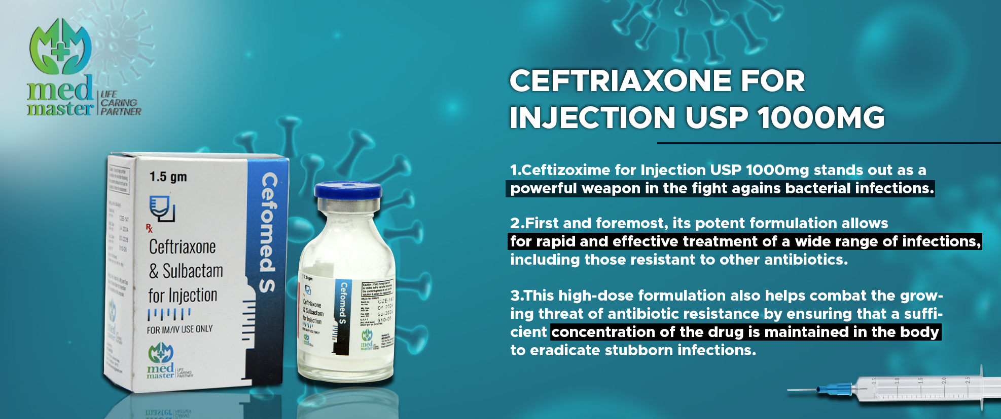 Ceftriaxone for injection usp 1000MG